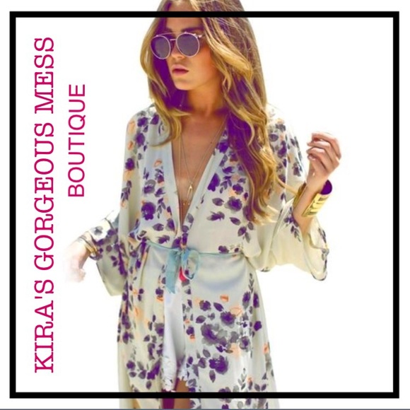 🌞HOST PICK🌞8/23 BNWT LONG FLORAL KIMONO - Picture 2 of 3