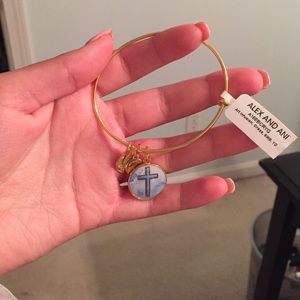 Gold Alex and ani cross bracelet