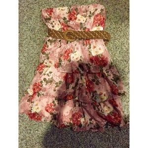 Strapless Floral Dress