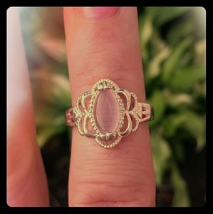 Pink Tiger Eye Ring size 6.5 Sterling Silver