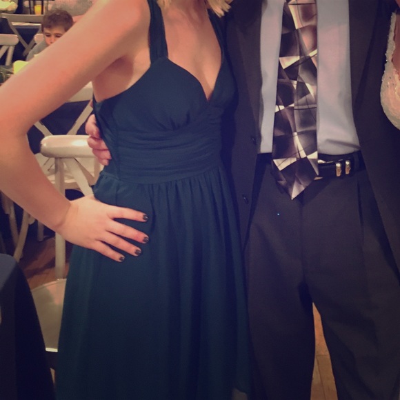 Pins and needles teal chiffon dress