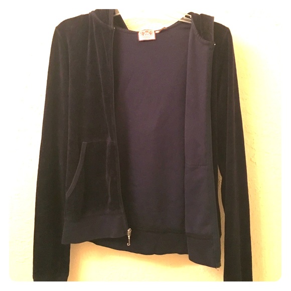 juicy couture navy velour track hoodie.