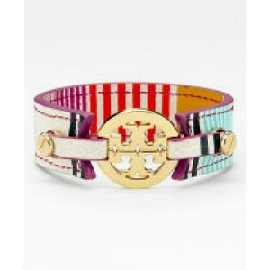 Tory Burch Logo Skinny Double Snap Cuff