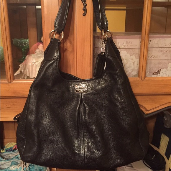 Authentic black leather Coach handbag