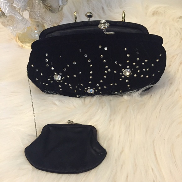 Vintage Velvet Clutch with Stones - Picture 2 of 3
