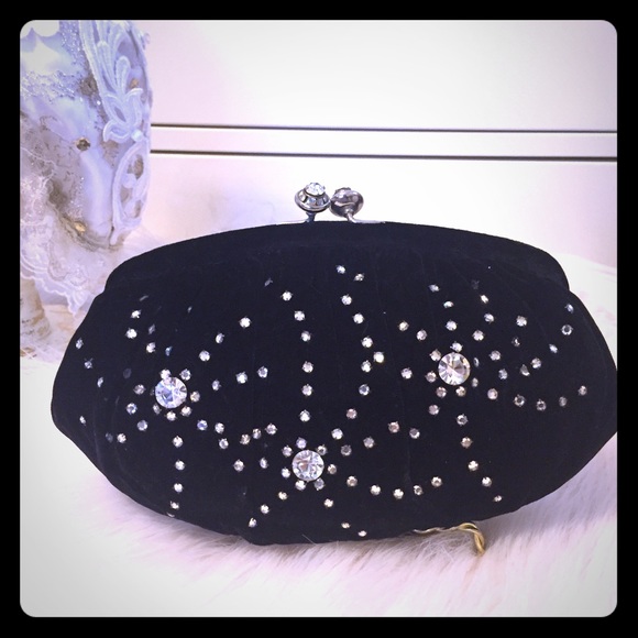 Vintage Velvet Clutch with Stones - Picture 1 of 3