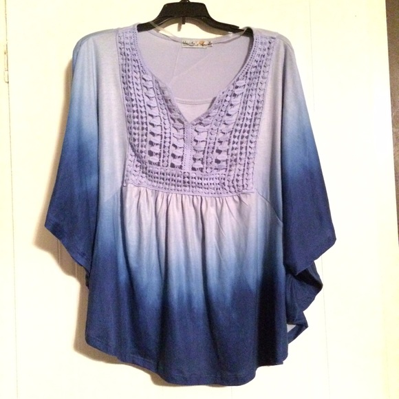 Unity Tops - Unity Blue Batwing Tie-Dye Top Size M