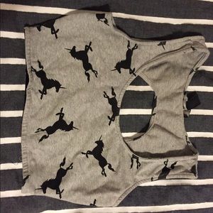 unicorn silhouette crop top with cut out back