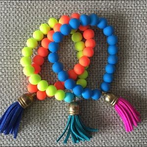 Trio of colorful tasseled bracelets!