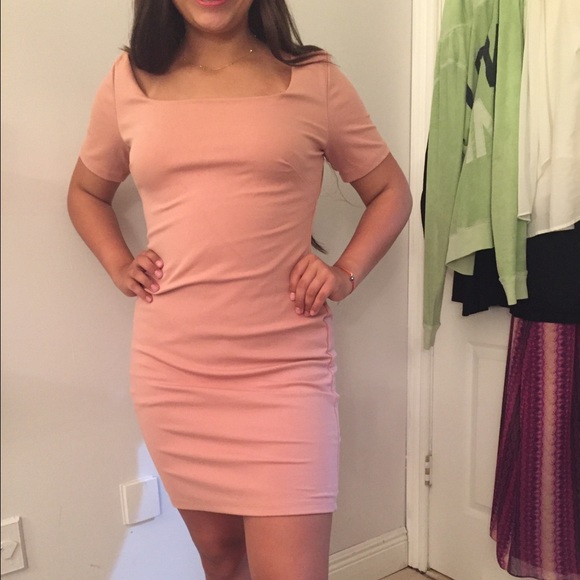 Pink nude bodycon dress