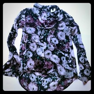 BCBG silk floral sheer blouse