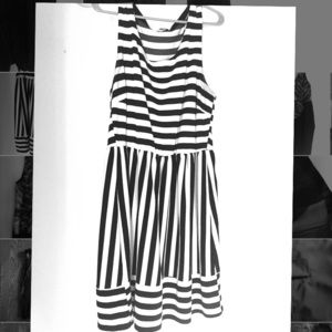 Black and white striped dress