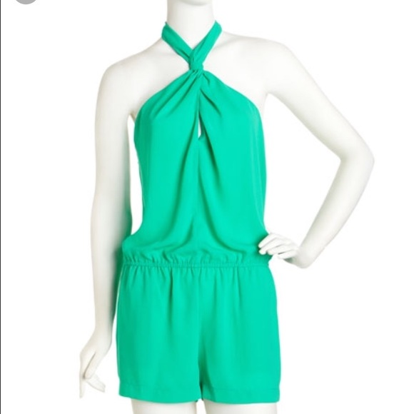 BCBG Maxazria Casli Romper. Turquoise. Sz Large.
