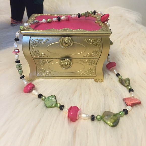 Colorful Handmade Necklace w/ Semi-Precious Stones - Picture 2 of 2