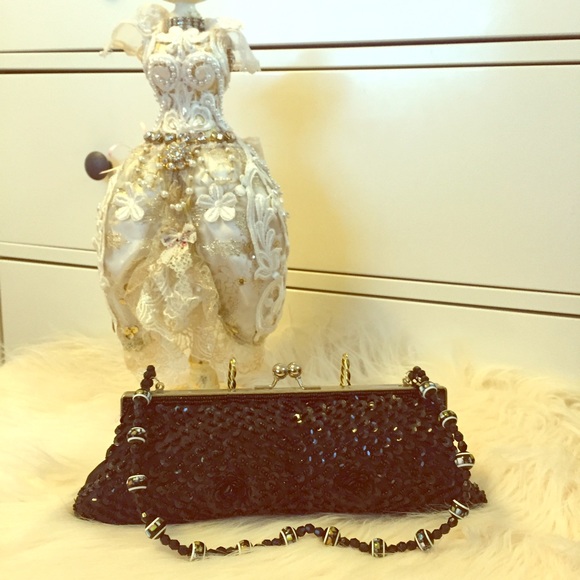 Black Beaded Clutch