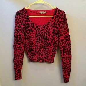 Rockabilly Forever 21 red leopard cardigan