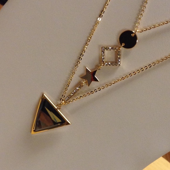 18k Gold Plated Long Necklace CZirconia - Picture 2 of 2