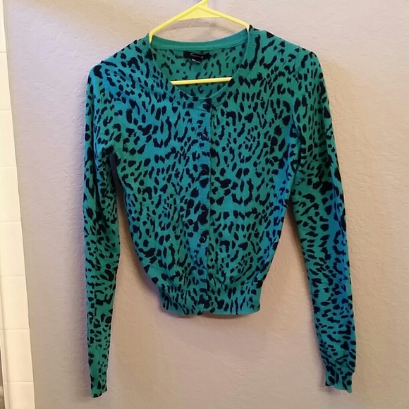 Rockabilly Teal and Black Leopard Cardigan