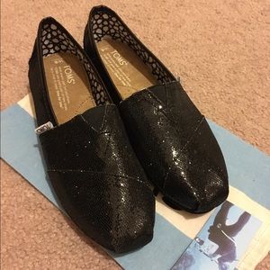 TOMS Black Glitter Slip On