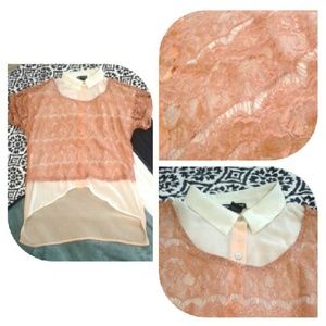 Button down shirt and lace over shirt