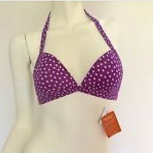 Lands End purple halter swim top