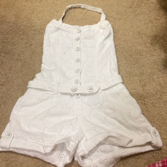 7 For All Mankind white jean romper