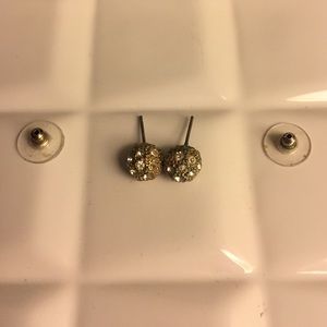 silver/crystal ball earrings