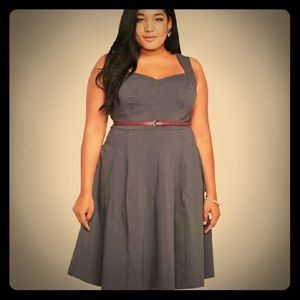 Brand new chic gray belted swing dress