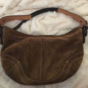 Brown suede Coach purse