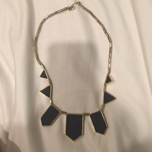 Black pebbled leather necklace with gold chain