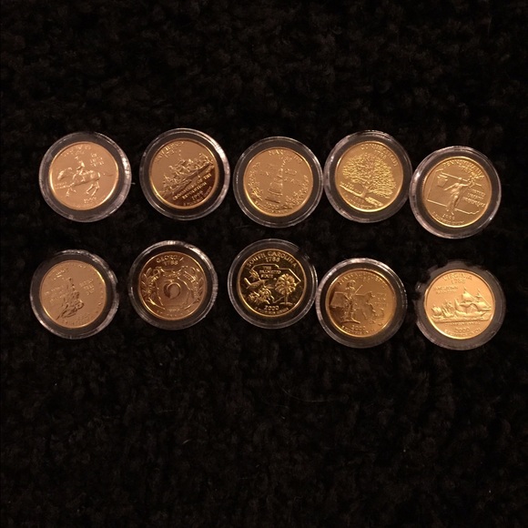 10 24K Gold-plated set of 10 quarters from 2000