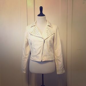 H&M Off-White Studded Motorcycle Jacket