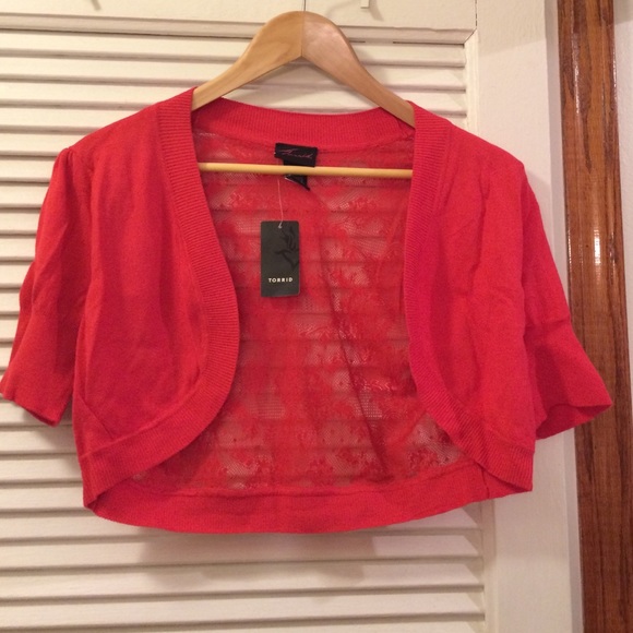 Lace back short sleeve crop cardigan