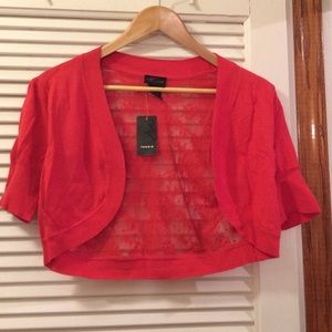 Lace back short sleeve crop cardigan