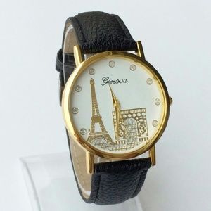 Paris Eiffel Tower Wristwatch/Purple Leather Band