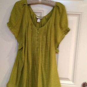 Lime green short sleeve top with tie at waist