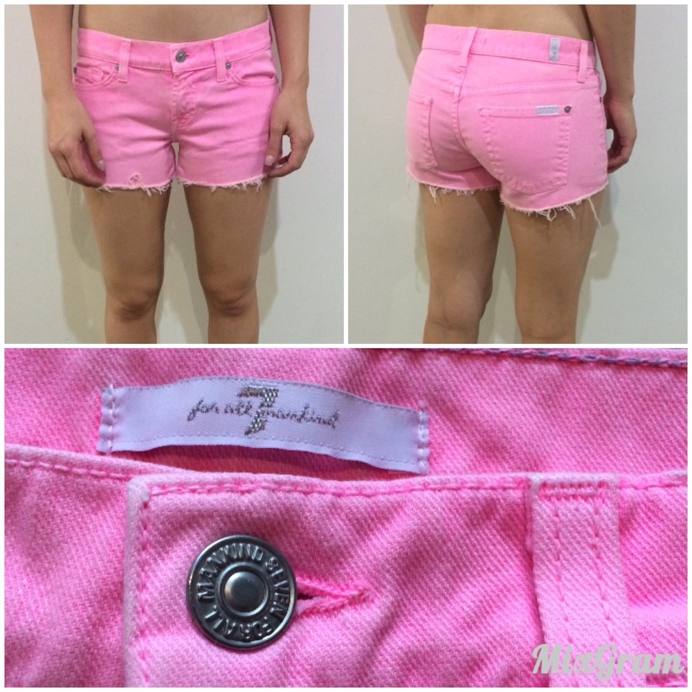 SOLD 7 For All Mankind Pink Denim Shorts - Picture 4 of 4