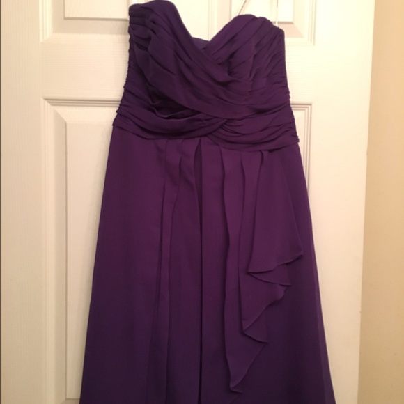 Short Crinkle Chiffon Dress with Front Cascade