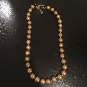 Gold bead necklace. Fabric string. High quality.