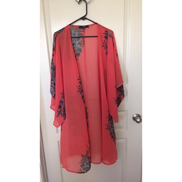 Orange Floral Chiffon Cover Up