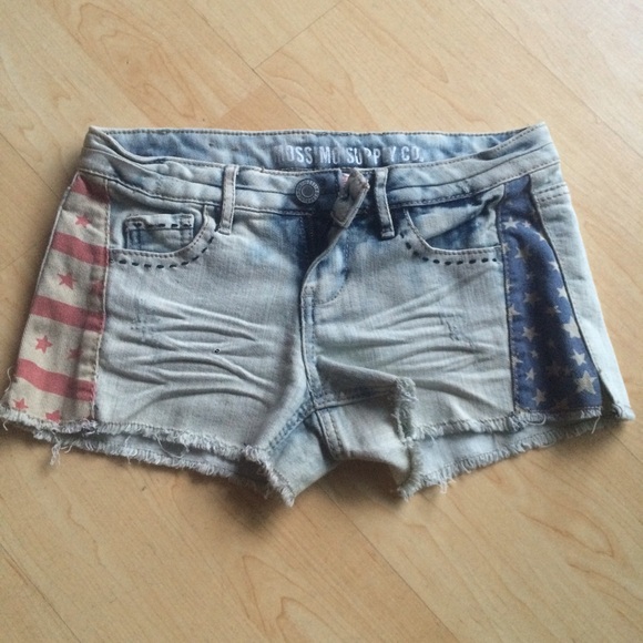 Red White and Blue Cutoff Shorts