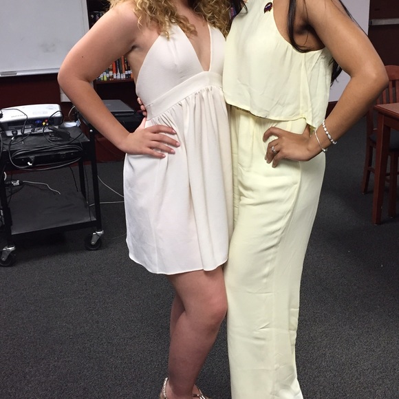 White halter dress with an open back