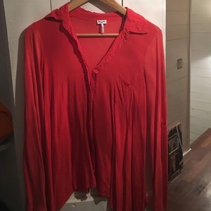 splendid coral long sleeve blouse.