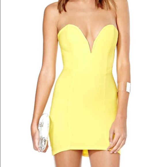 Nasty Gal Helix Dress Yellow Size XXS