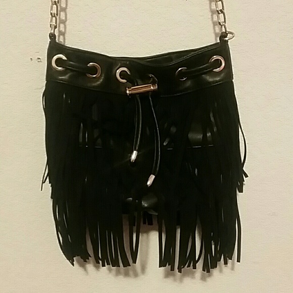 Deux Lux Black Fringed Purse