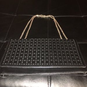 Black clutch chain bag