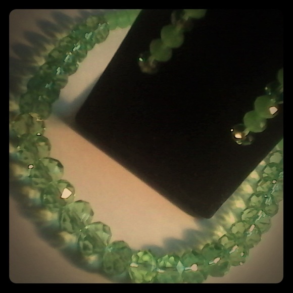 Vintage Mint Green Necklace & Earring Jewelry Set