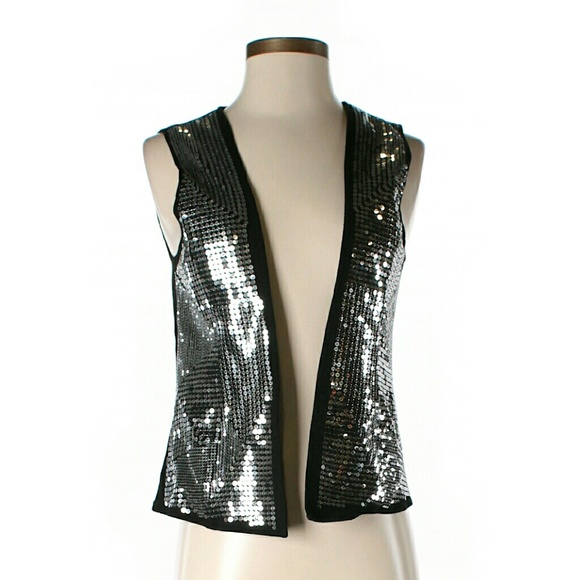 NWT LF Silver Sequins Vest - Picture 1 of 3