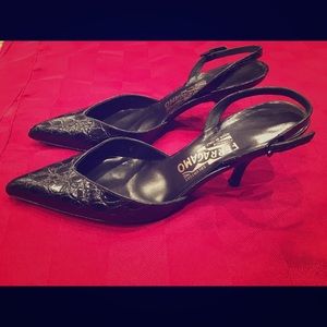 Salvatore Ferragamo black toe pumps