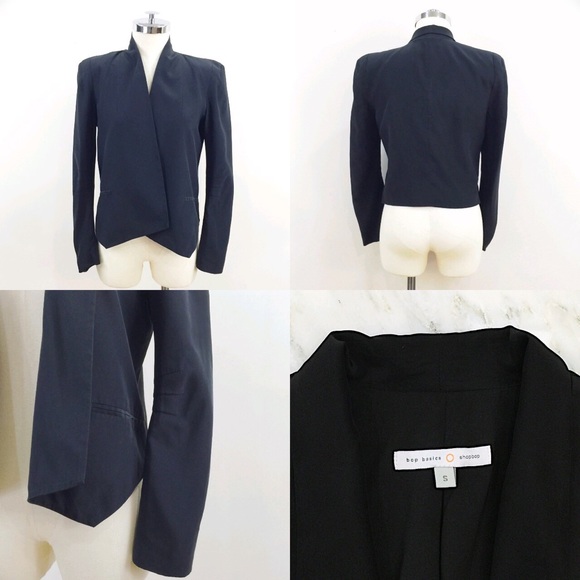 [ shopbob ] black cropped washed silk blazer - Picture 2 of 4